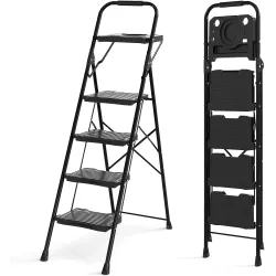 ESCABEAU PLIANTE 5 MARCHE LARGE NOIR