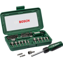 COFFRET DE VISSAGE 46 PIÈCES BOSCH PROMOLINE AVEC TOURNEVIS À CLIQUET ET DOUILLES HEXAGONALES